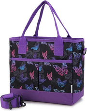 Tas a Isolamento Termico per Picnic con Cintura Rimovibile - Per Donne Lavoro Viaggio Scuola - Colore Farfalla Viola
