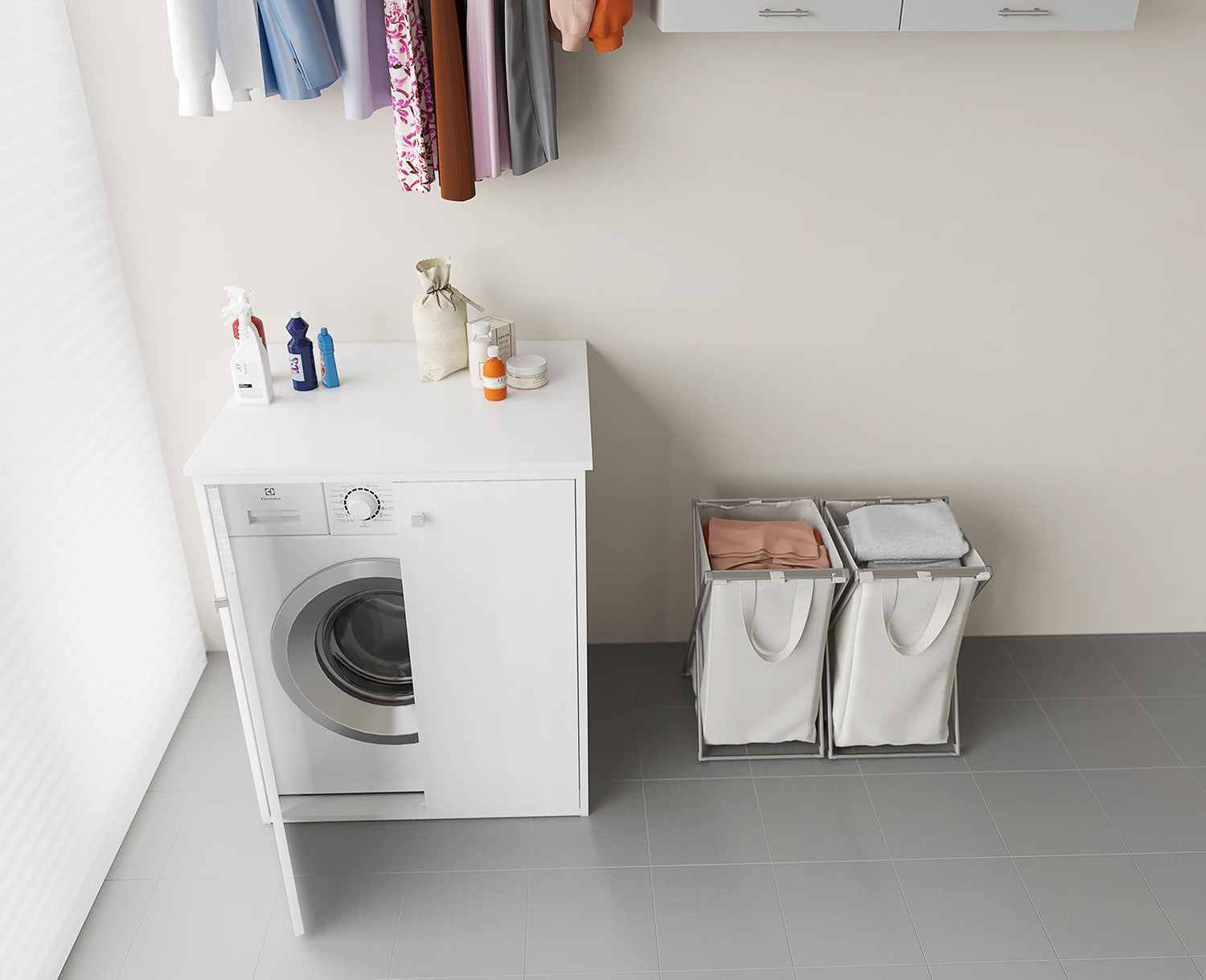 Coprilavatrice da Esterno in PVC 70x60x94cm 2 Ante Forlani Laundry Bianco