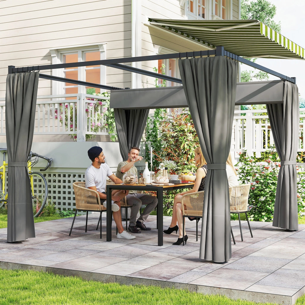 Pergola 3x3 m con tetto scorrevole ¨C zephmum ¨C Grigio chiaro