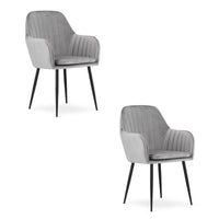 Sedia Valora LUGO in velluto grigio argento con gambe nere per soggiorno x2