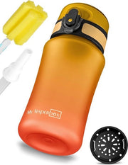 bottiglia per bambini, senza lattosio - 350ml, 500ml, 750ml - con cannuccia o filtro - bottiglia leggera in Tritan per acqua - BPA gratuita - per l'asilo nido, scuola (rosso - arancione 350ml)