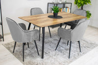 Sedia Valora LUGO in velluto grigio argento con gambe nere per soggiorno x2