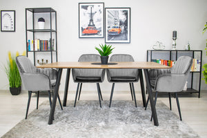 Sedia Valora LUGO in velluto grigio argento con gambe nere per soggiorno x2