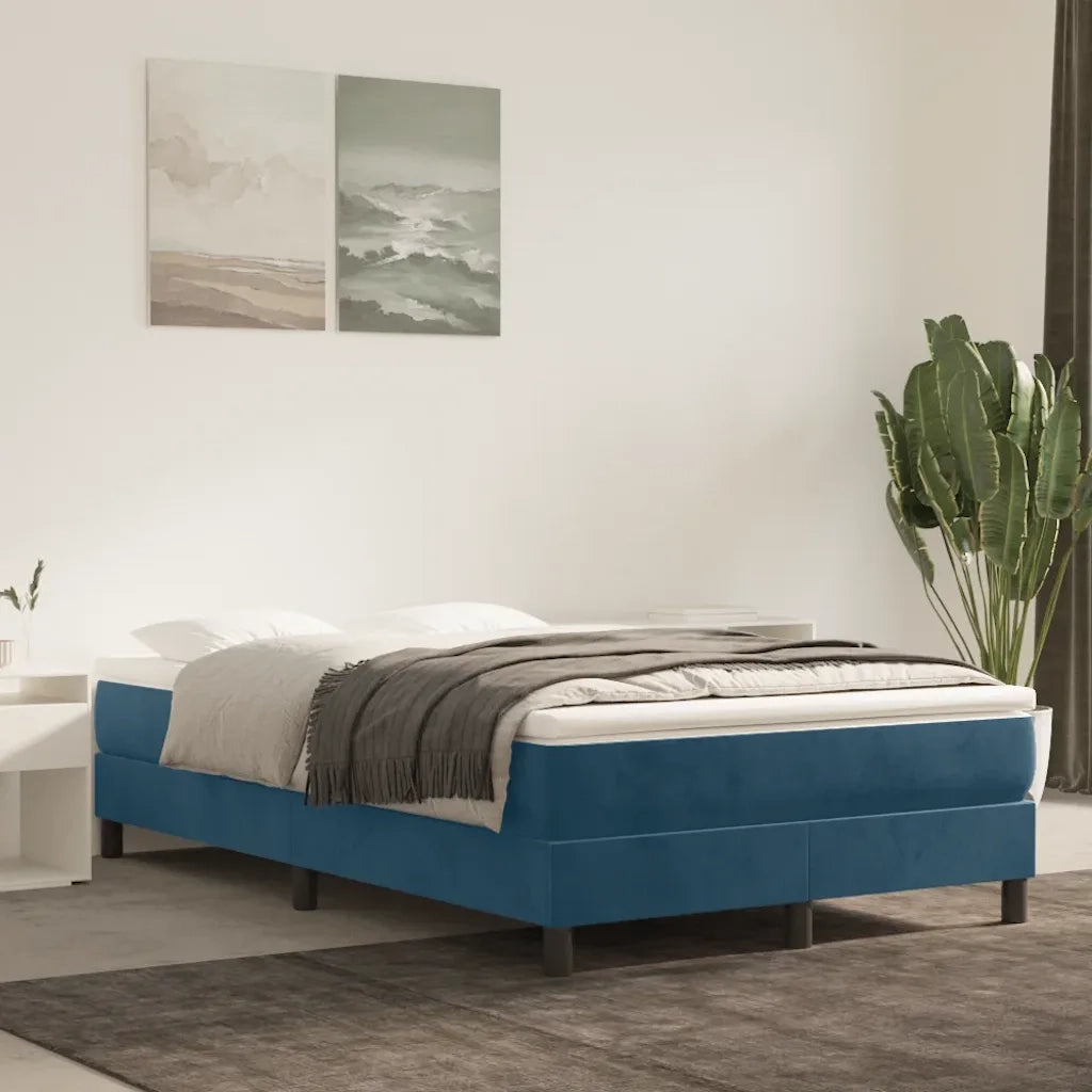 Giroletto a Molle con Materasso Blu Scuro 120x190 cm in Velluto