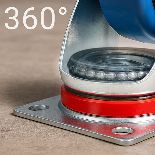 Set 4 ruote piroettanti senza freno da 200 mm per trasporto con piastra di montaggio 350 kg a ruota