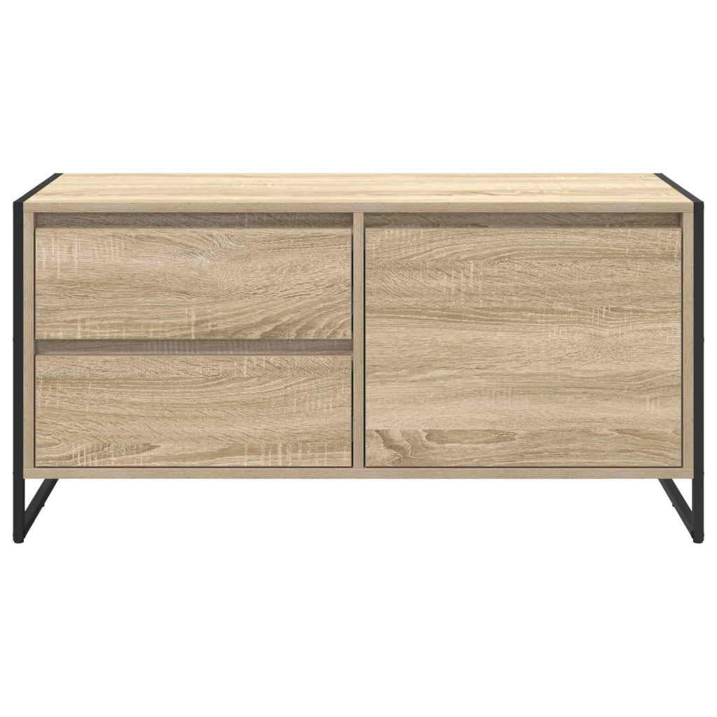 Mobile TV industriale con vani a giorno 100 x 36 x 49 cm realizzato in legno ingegnerizzato Sonoma 02_0054566