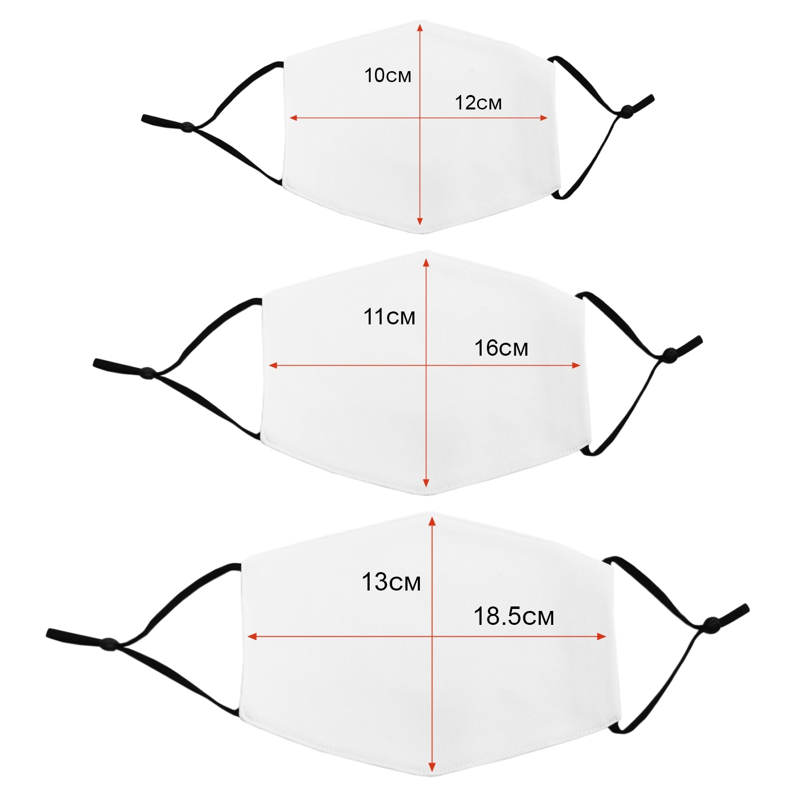 Mascherine per Sublimazione Personalizzabili Bianche Trasferimento a Caldo Termopresse - Miste - 50 Pezzi (10 Piccole + 30 Medie + 10 Grandi)
