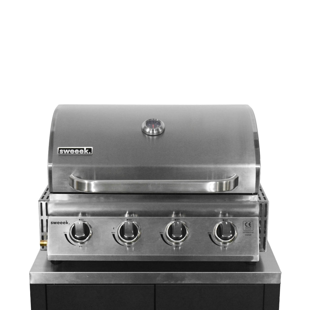 Barbecue a gas 4 bruciatori da appoggio + cucina esterna in acciaio,