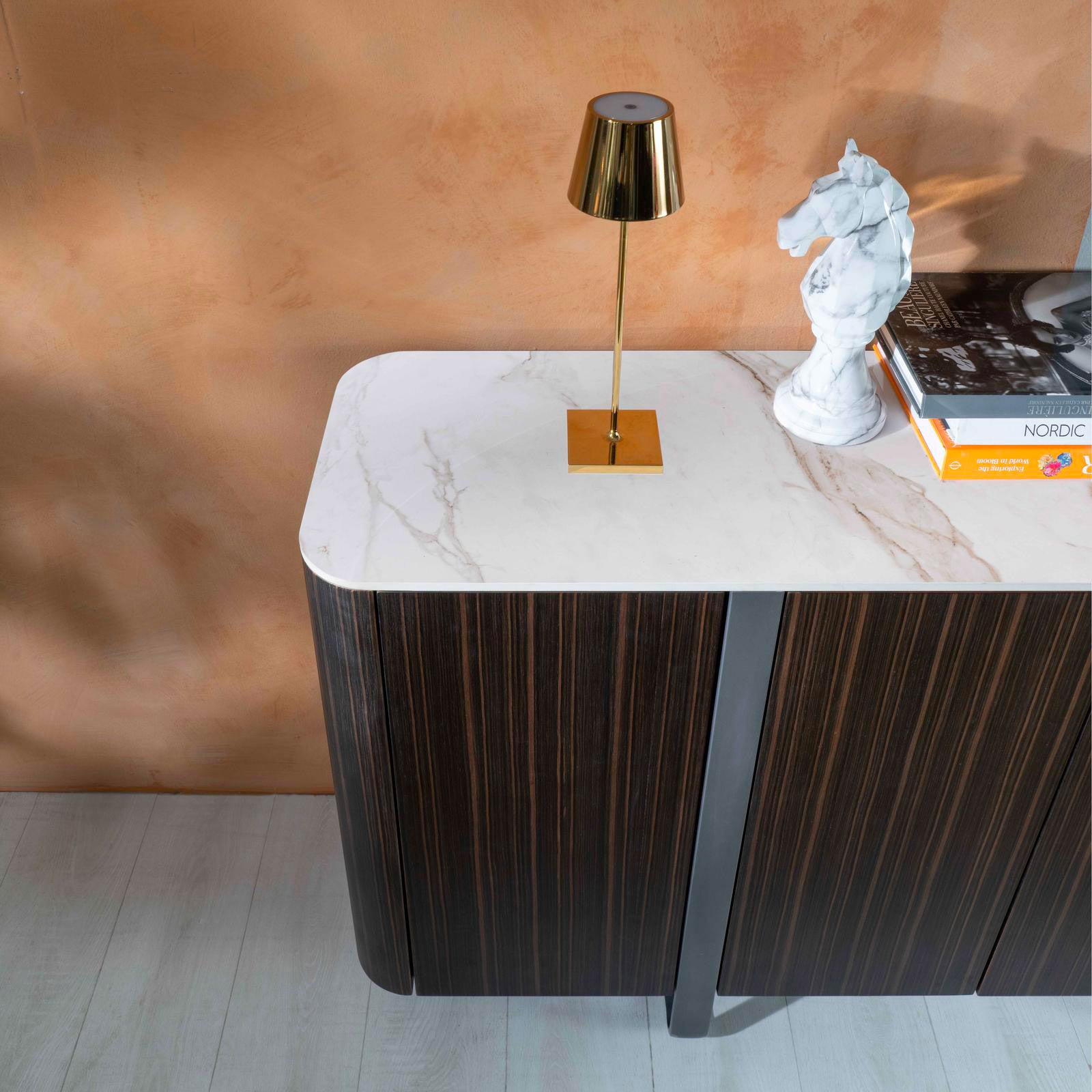 Madia 4 Ante 40x160x85 cm in Ceramica Marmo Andromeda Calacatta Oro