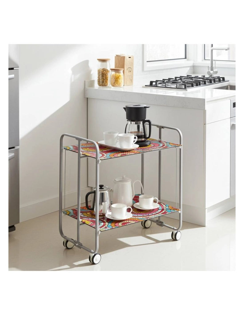 Carrello da cucina pieghevole grigio con ruote BAUHAUS 2 ripiani