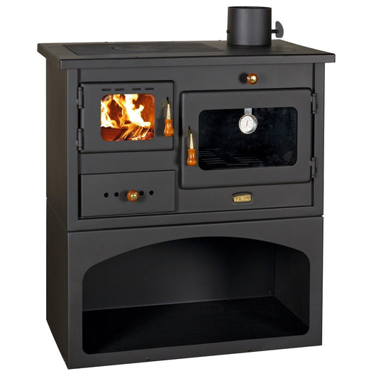 STUFA CUCINA A LEGNA MODELLO PRITY MIA C/FORNO NERA 75x45x80h