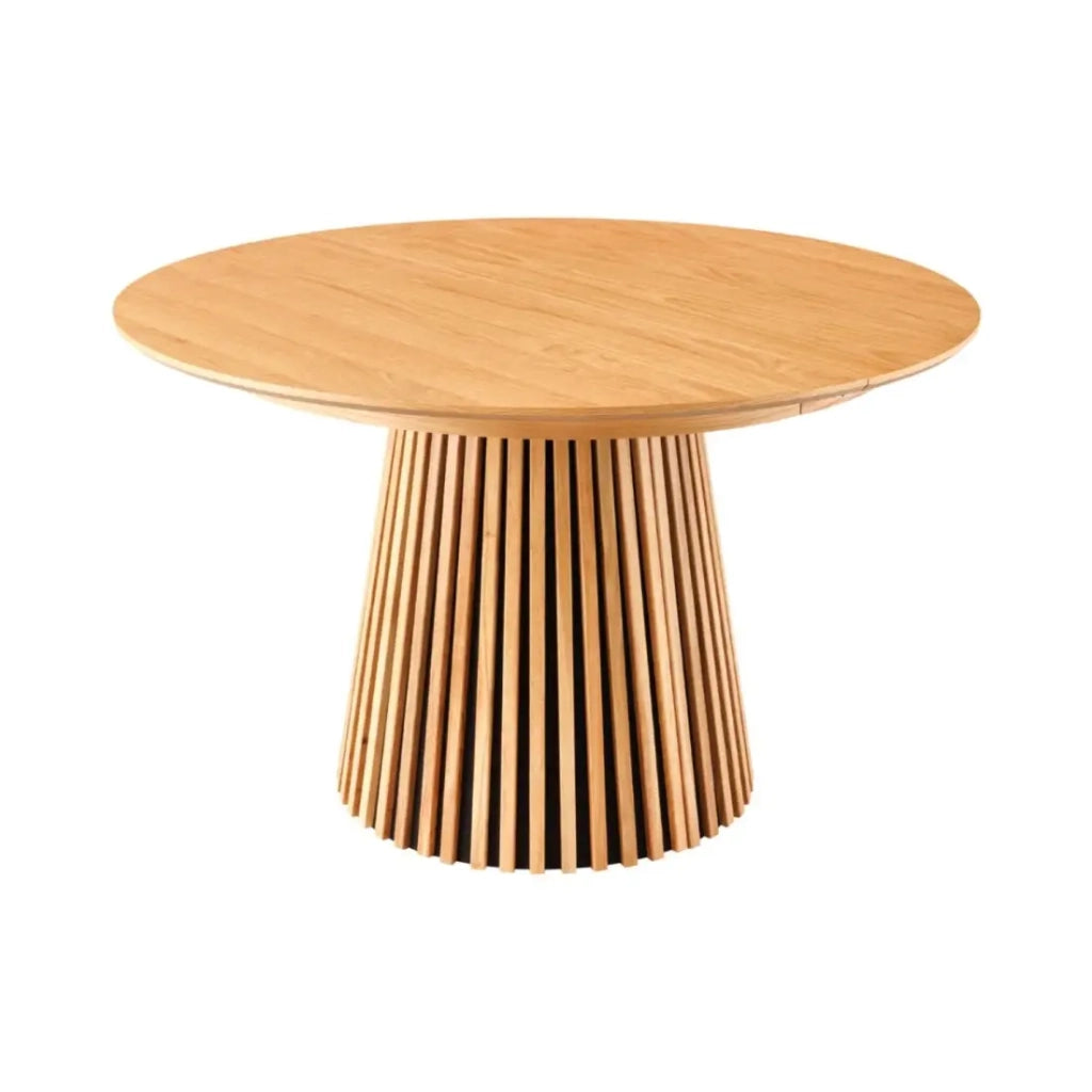 Tavolo rotondo allungabile KANOVA 120 a 160 a 200 cm in finitura rovere chiaro