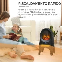 Termoventilatore a 3 Modalità di Riscaldamento con 3 Temperature Regolabili, 33.7x25.5x60.4 cm, Nero