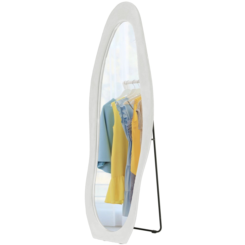 Specchio a Parete con Cornice Vellutata ¨C Zephmum ¨C Bianco 160x50 cm