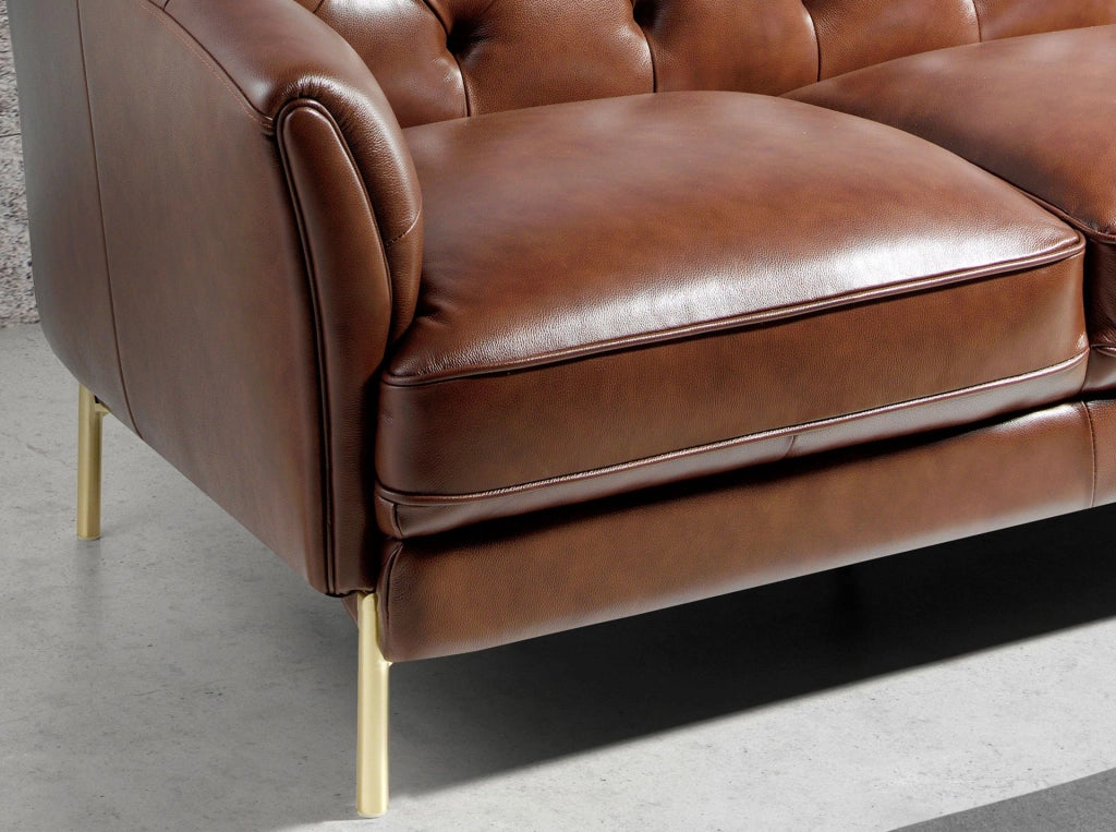 Divano Chester a 2 posti in pelle marrone cognac