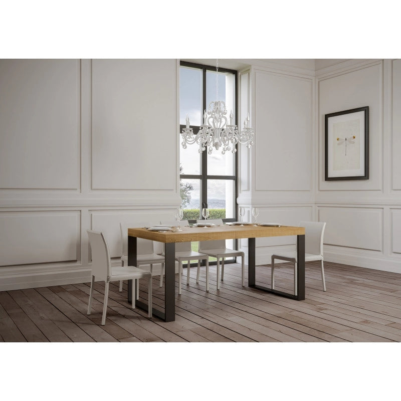 Tavolo allungabile 200/304x90 cm Tecno telaio Antracite - Quercia Natura