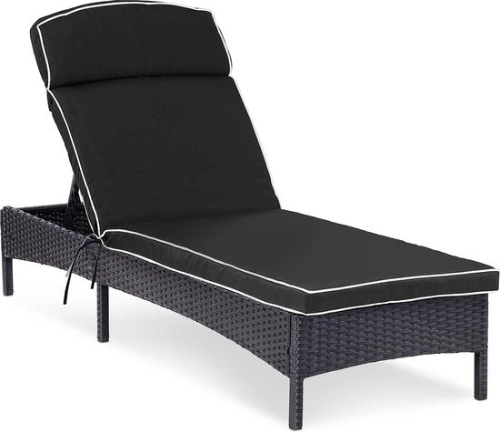 Sedia esterna regolabile con schienale in rattan nero