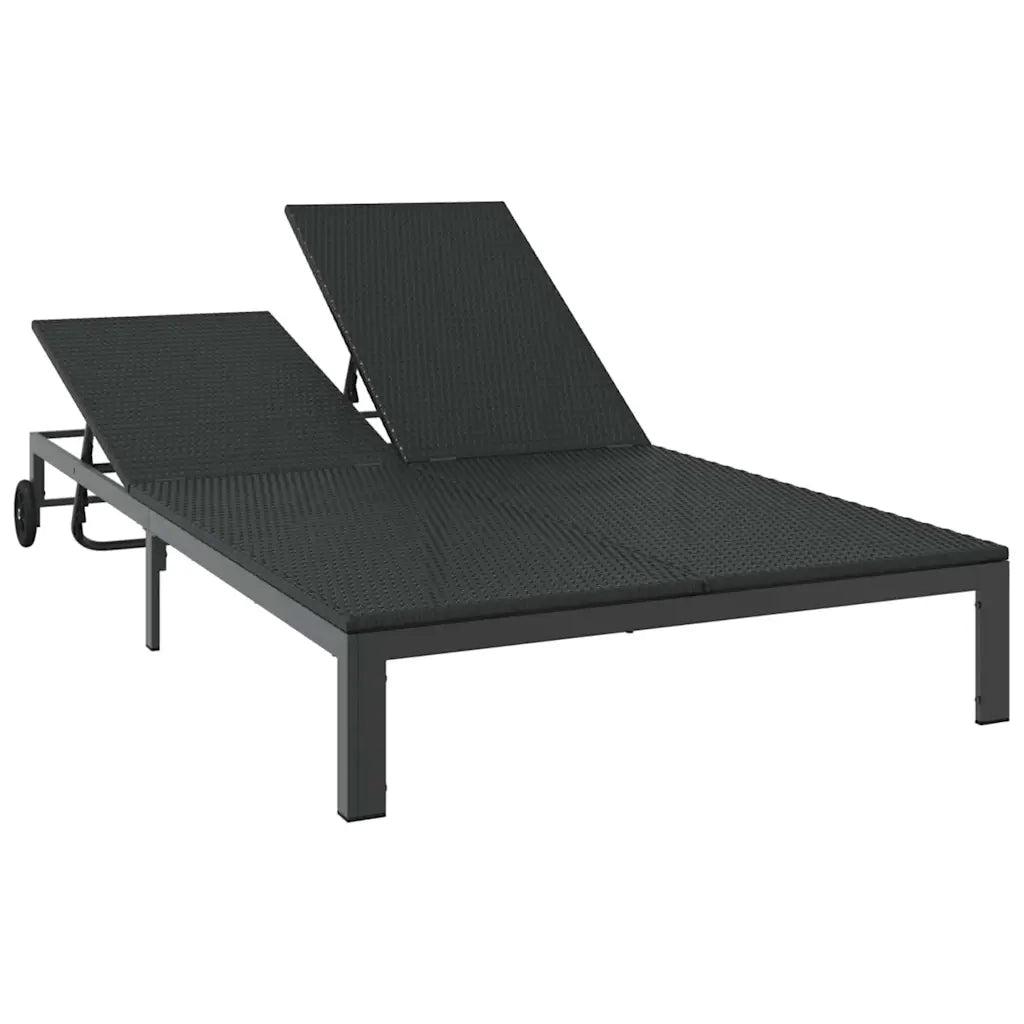 Lettino da Lettino sole | Sdraio da giardino | Lettino da sole Nero 206 x 115 x 75 cm polyrattan
