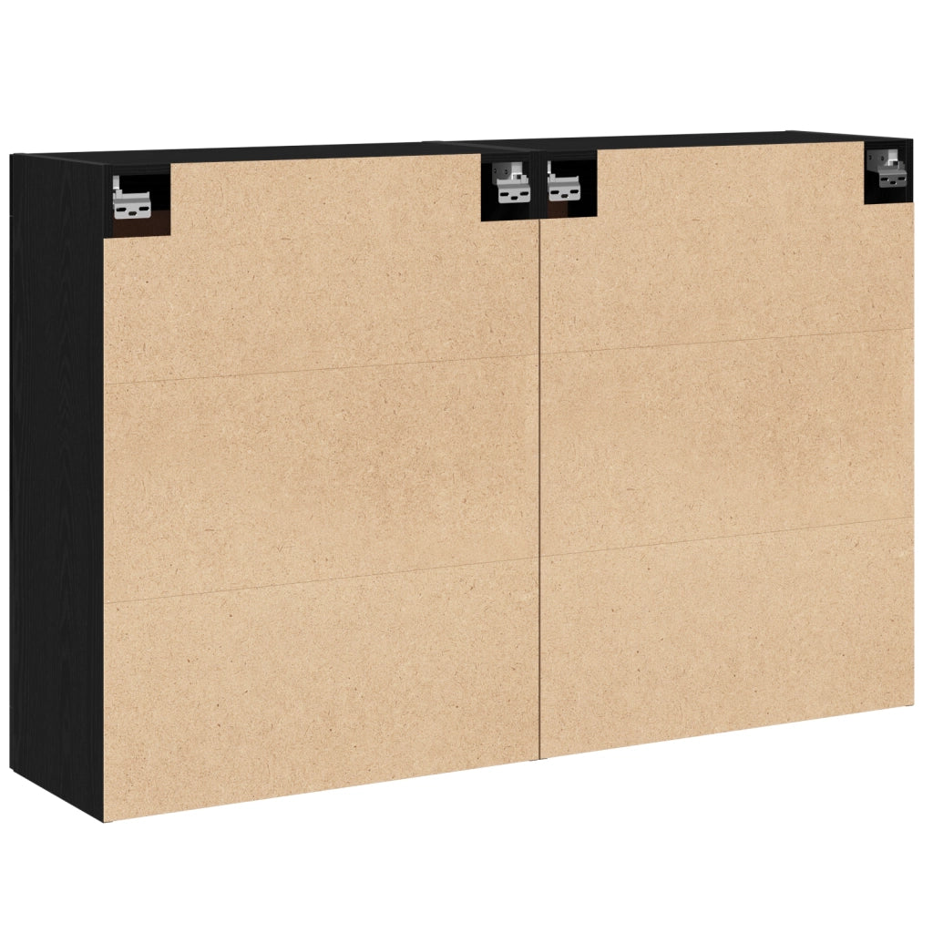 Armadi a Muro 2 pz Rovere Nero Legno Ingegnerizzato
