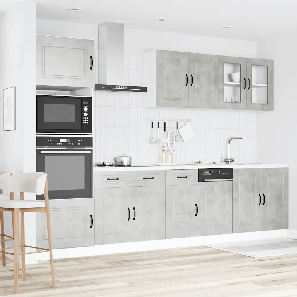 Set Mobili da Cucina 7 pz Kalmar Grigio Cemento in Truciolato 3314735