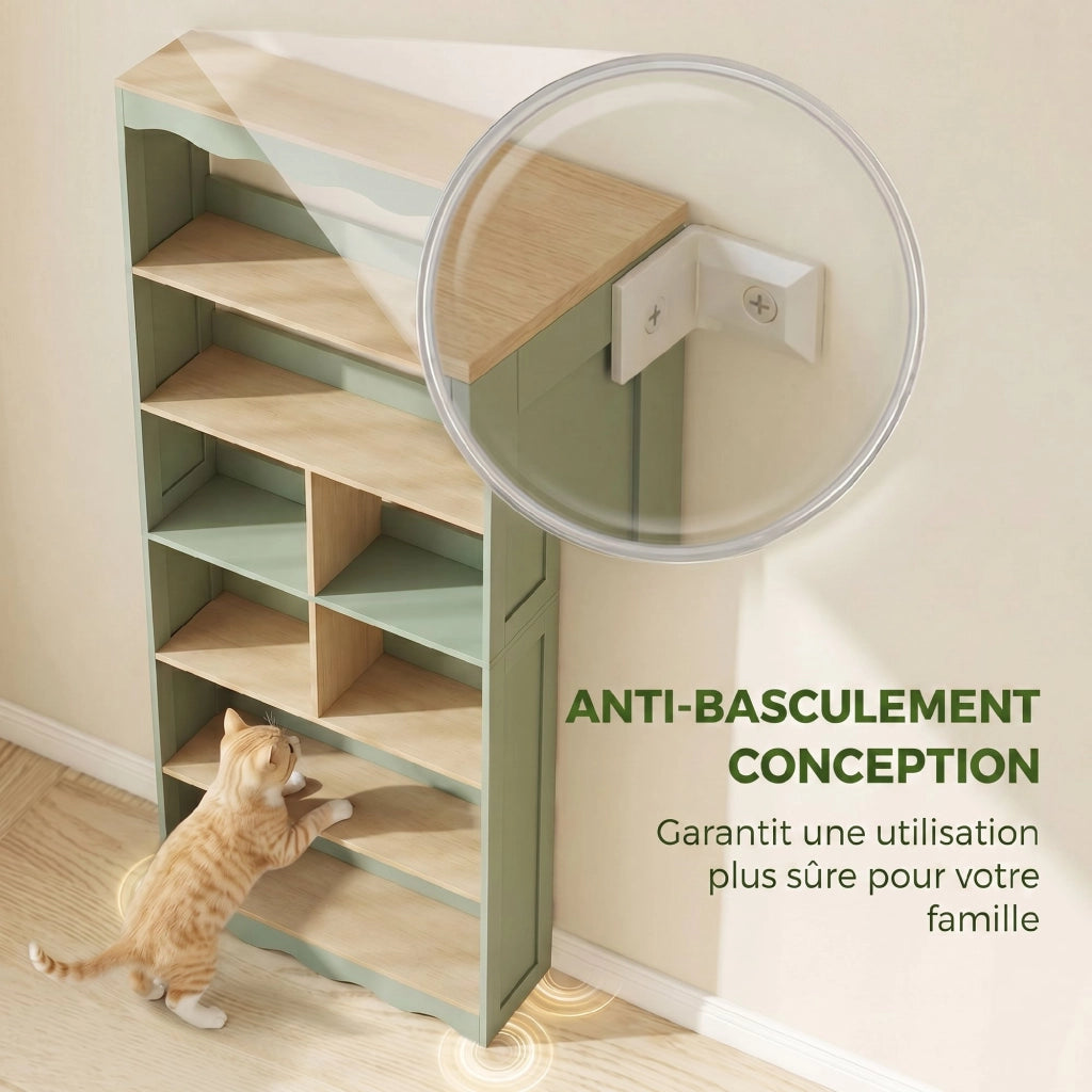 Libreria 6 livelli aperti scaffale mobile ¨C Minimal ¨C legno naturale verde 76x24x180