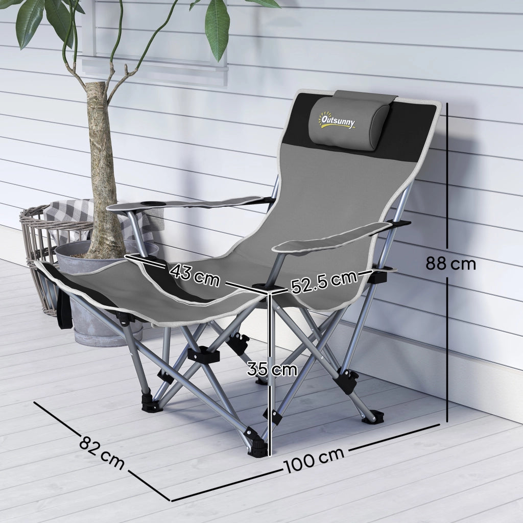 Sedia da Campeggio Pieghevole ¨C zephmum ¨C Grigio, Polipropilene, 82x100x88 cm