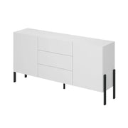 Buffet SALMA 2 porte & 3 cassetti Push-to-Open – Bianco Super Opaco & Nero Opaco, 184×90×40 cm