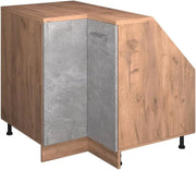 Mobile sottotetto Mobile angolare Rion, Calcestruzzo, 75.6 x 81.6 cm con 1 porta, carcassa dell’armadio profondità 60 cm, adatto per il salvaspazio sotto tetti spioventi