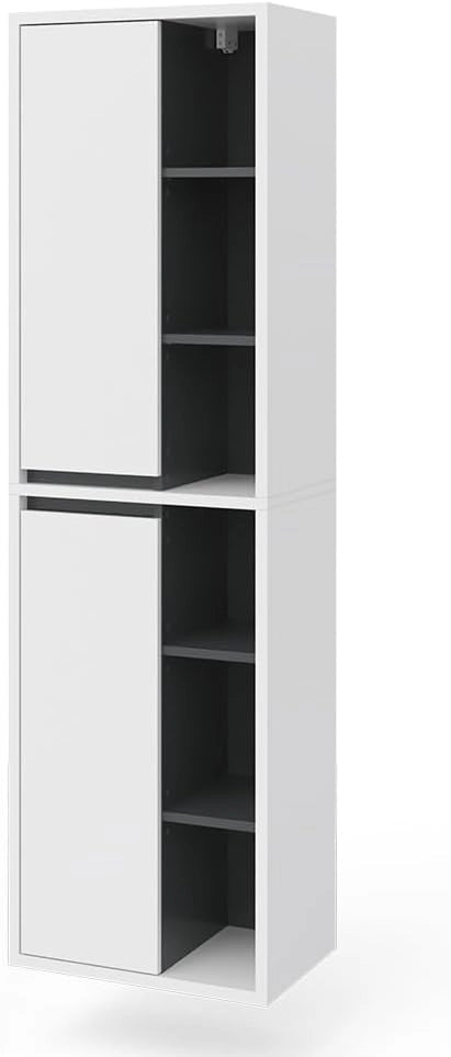 Mobile alto Viola, Verde/antracite, 50 x 170 cm con ripiani aperti, adatto al montaggio a parete e combinabile con altri mobili Viola