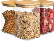 Bacinelle in Vetro a Quadrato con Coperchio in Legno - Ercolino - 1L - Vetro Borosilicato per Bacinelle di Stoccaggio