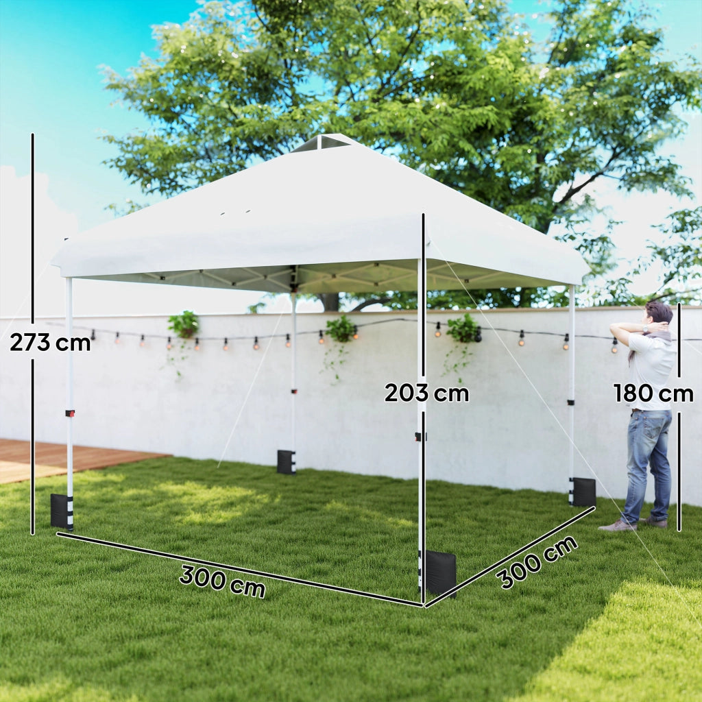 Gazebo da giardino pieghevole 3x3m ¨C zephmum ¨C bianco