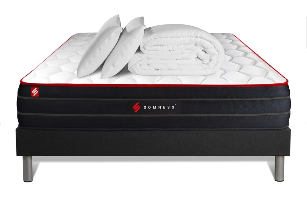 Pacchetto letto completo - Materasso 160x200cm + Box spring con doghe (kit) + 2 cuscini + Piumino - Boost
