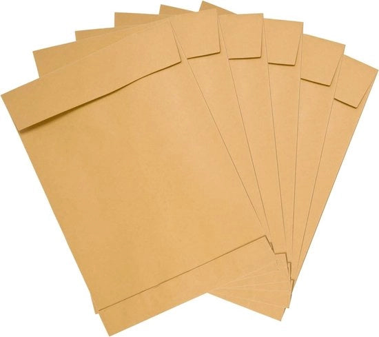 Voli di cartone pieghevoli senza finestra 280 x 400 mm - 50 pezzi - 150 g - borse di spedizione espandibili - grandi buste con fondo - marrone - per libri, brochure, documenti
