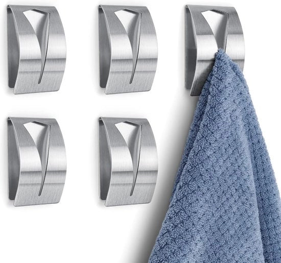 5 pezzi di chiodi per colla, chiodi per asciugamani senza foratura, chiodi per bagno in acciaio inossidabile, adesivi, chiodi adesivi argentati, per bagno, cucina e soggiorno