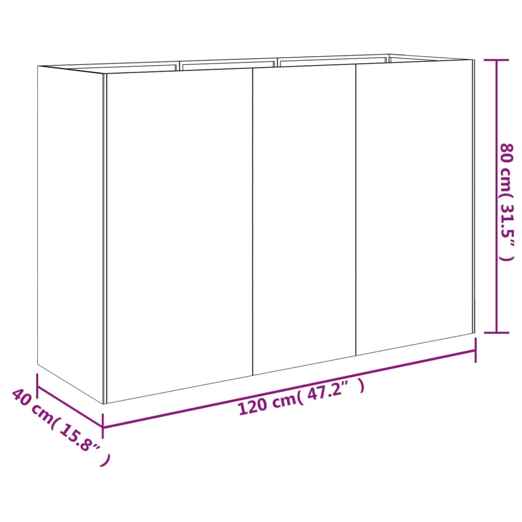 Portavaso per fioriera aiuola rialzata piante fiori terrazzo giardino giardino 120 x 40 x 80 cm acciaio corten marrone 02_0039345