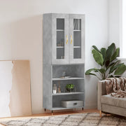 Credenza-Buffet-Armadio da cucina Grigio Cemento 69,5x34x180 cm in Legno Multistrato 311457