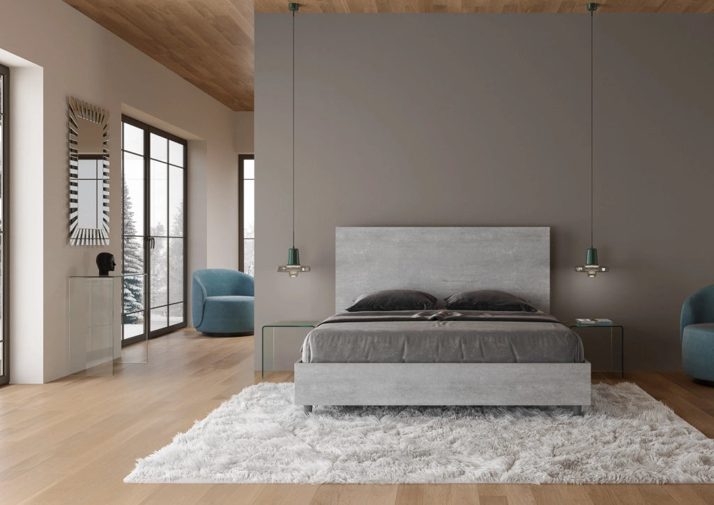 BS COM Letto matrimoniale contenitore doppia alzata 160x190 cemento