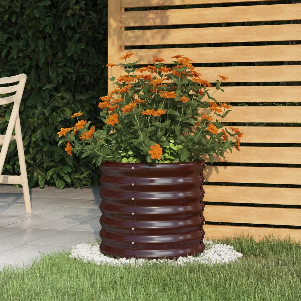 Vaso Giardino Acciaio Zincato-Fioriera da Esterno-Contenitore per Piante 40x40x36 cm Marrone