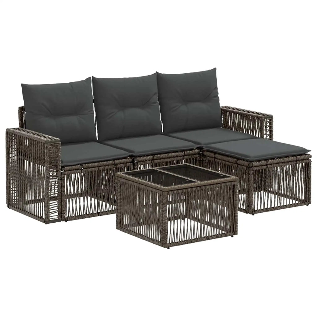 Set Divano da Giardino 5 pcs Grigio e Grigio Scuro polyrattan 3435107
