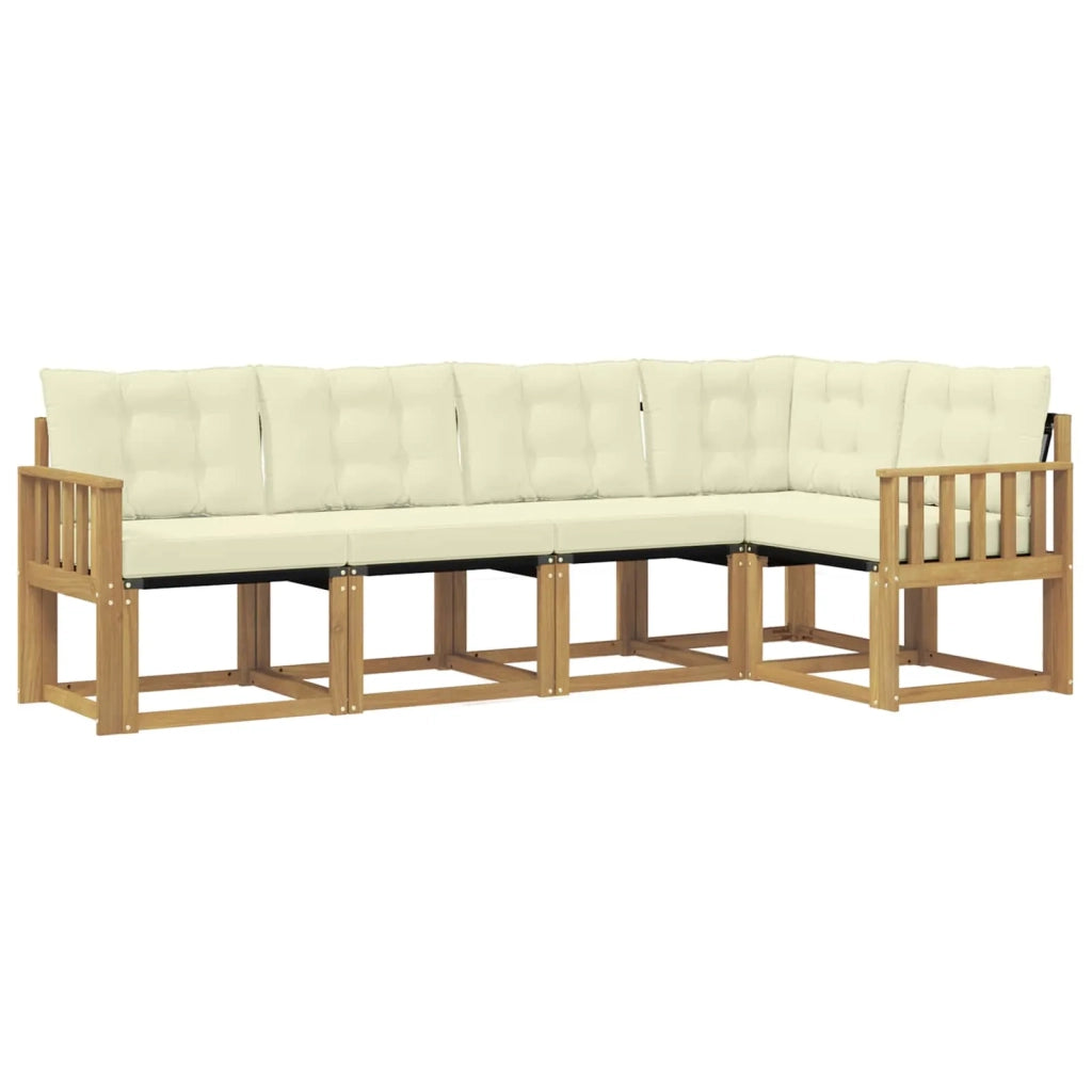 Set di divani da esterno con cuscino 5 pcs Bianco e Crema