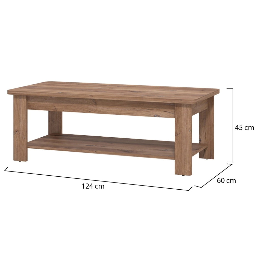 Pella, Tavolino da Salotto un Vano, 124x60x45h cm Marrone Noce