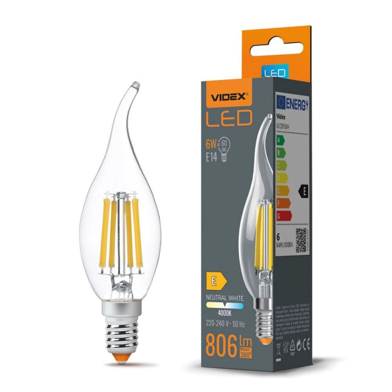 Lampadina LED Filamento Fiamma C35 6W E14 4000K Videx