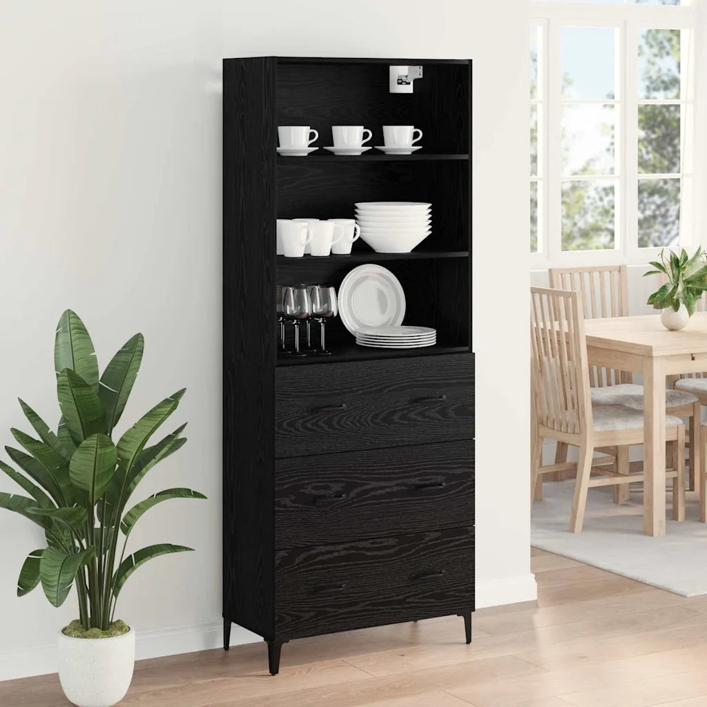 Credenza Rovere Nero 69,5 x 34 x 180 cm Legno multistrato 3416191