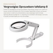 Lampada da tavolo pieghevole - 8 LED - Bianco - Visore - Ideale per anziani e appassionati - Utile per il lavoro di dettaglio
