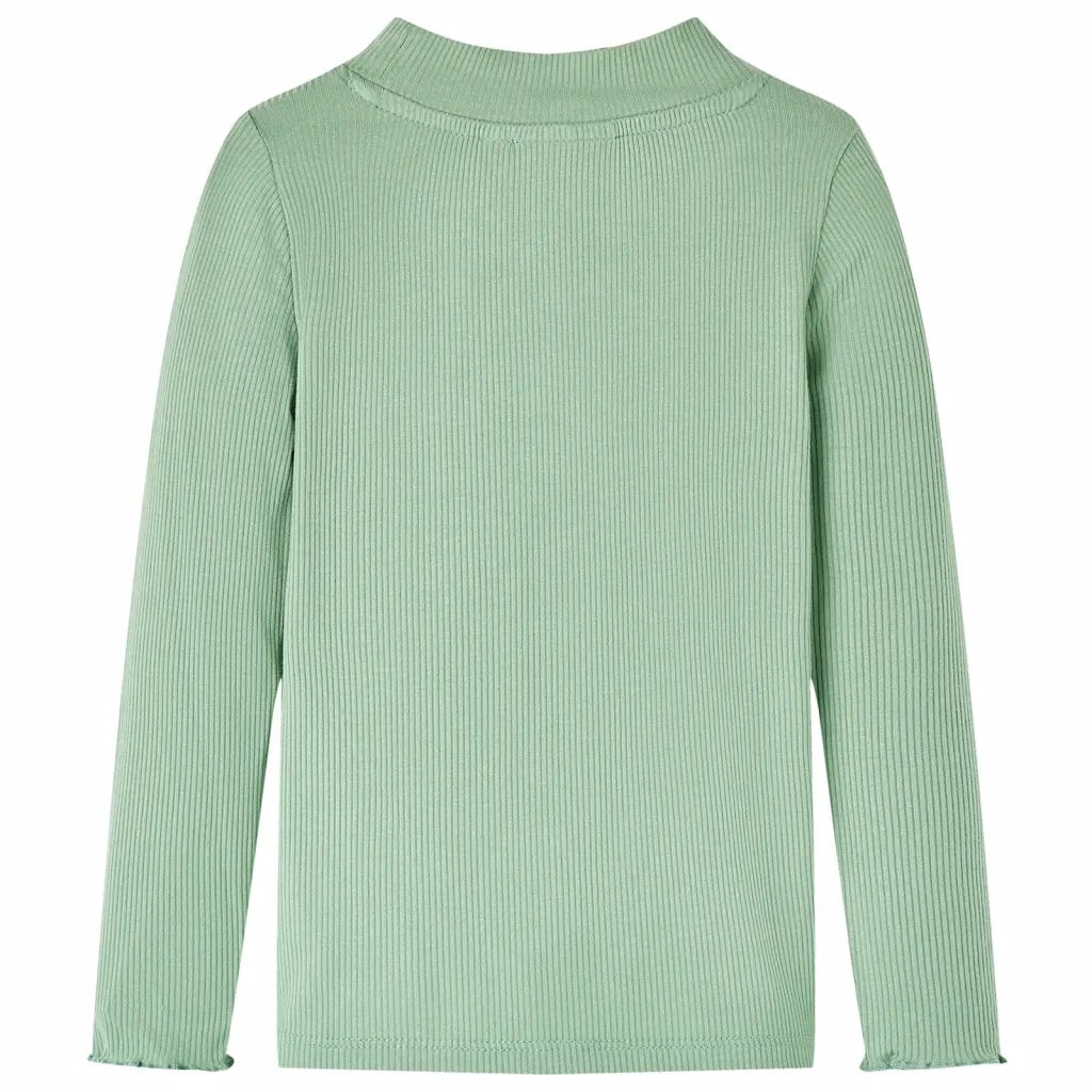 Maglietta da Bambina Maniche Lunghe a Lupetto Menta Scuro 140 14333
