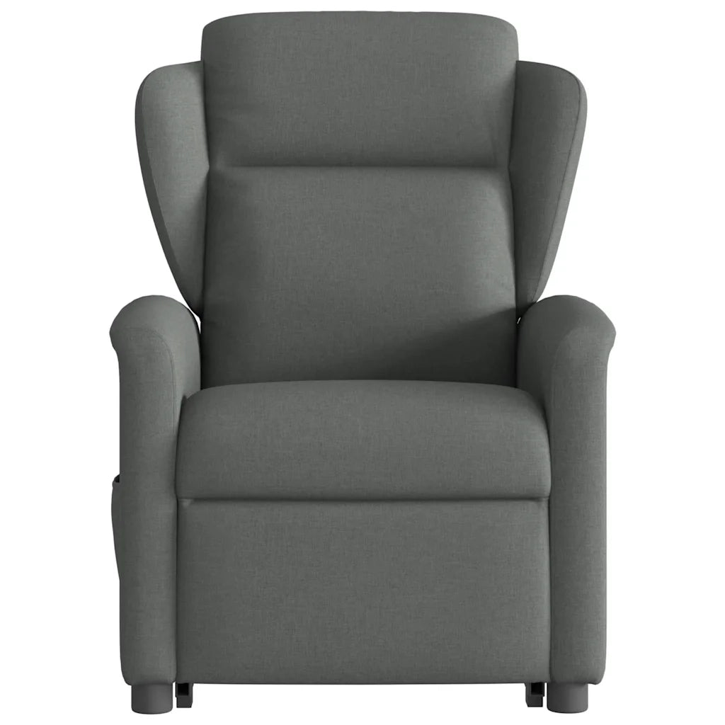 vidaXL Poltrona Alzapersona Reclinabile Elettrica Grigio Scuro Tessuto