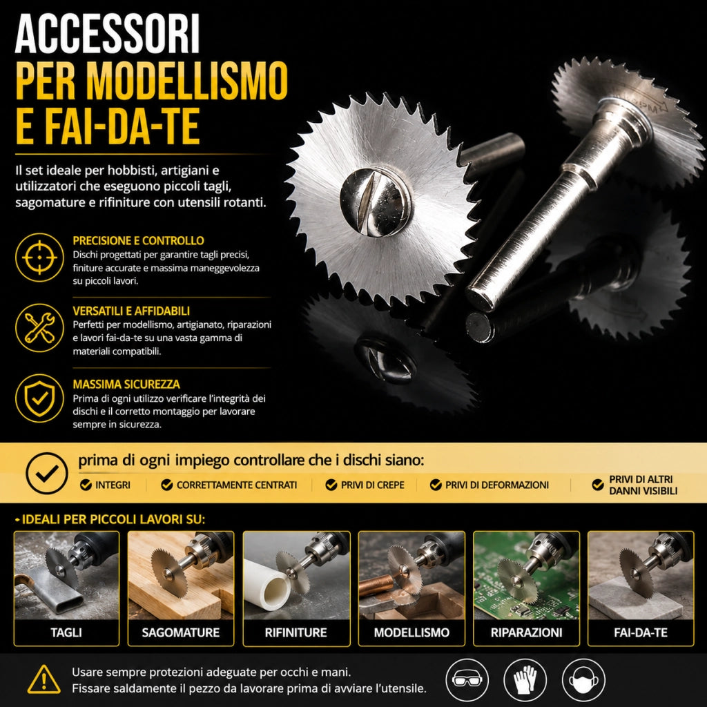 5 Dischi da Taglio HSS Diamantati 22-44 mm per Mini Trapano 47362