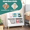 Libreria per Bambini a 5 Cubi, Scaffale Portagiochi a 2 Livelli con Gambe in Legno e Kit Antiribaltamento, per Stanza dei Giochi Camera da Letto, 80x35x71 cm