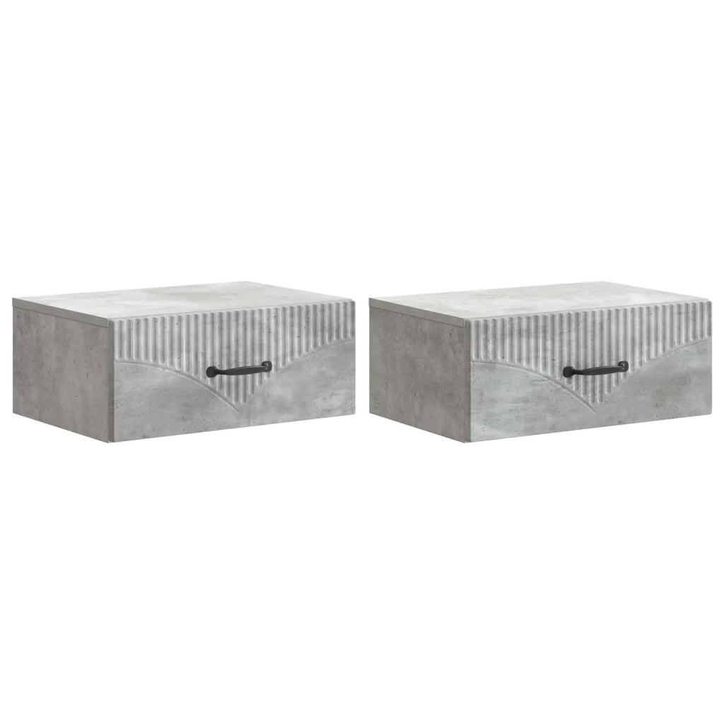 Mobiletto da notte a muro 2 pz Grigio Cemento 49 x 34,5 x 20 cm 898962
