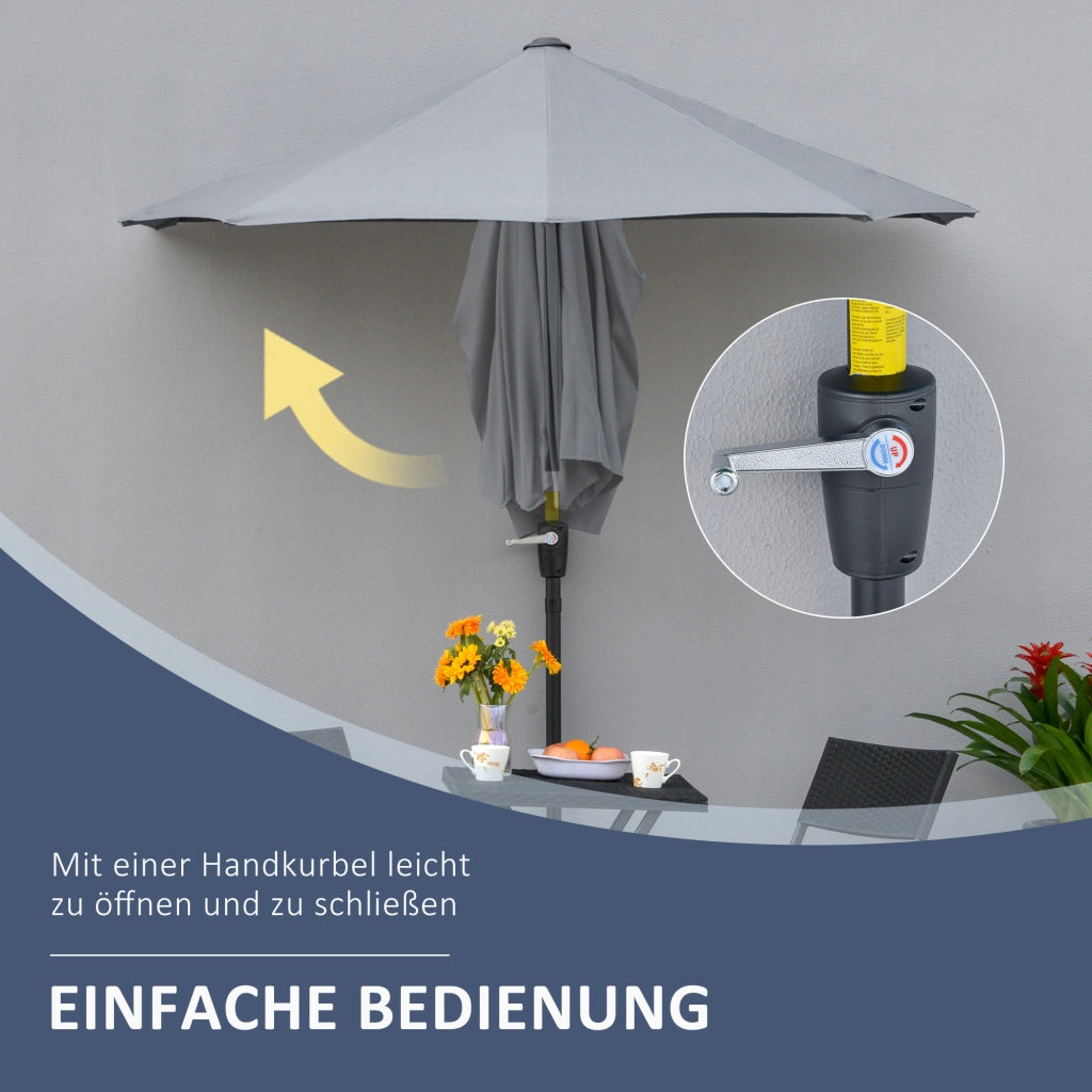 Sonnenschirm Halbrund ¨C zephmum ¨C Grigio Scuro 190x200 cm